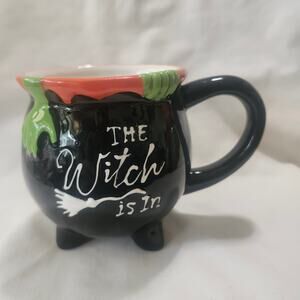 The Witch Is In Calderon Coffee Mug 4.5 x 4 Black Orange SHMd